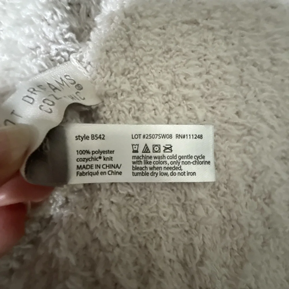 CozyChic Rib Throw Blanket Almond Beige Soft Cozy Knit Barefoot Dreams NWOT